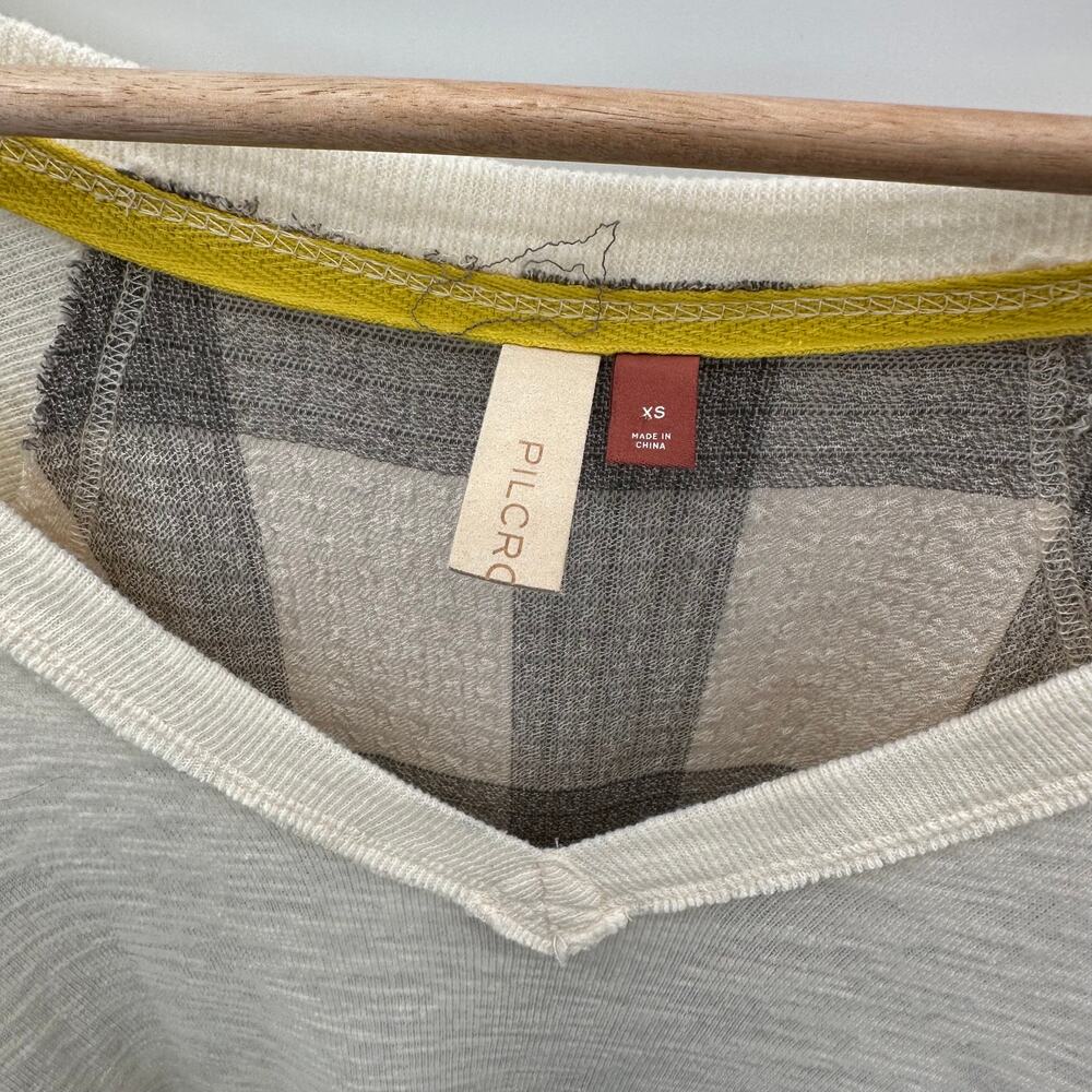 Anthropologie Pilcro Knit V-Neck Sweater with Plaid Back // XS - Picture 6 of 11